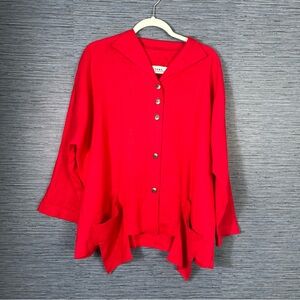 Itemz Chris Baumgartner Red Lagenlook one size Blouse 100% Linen